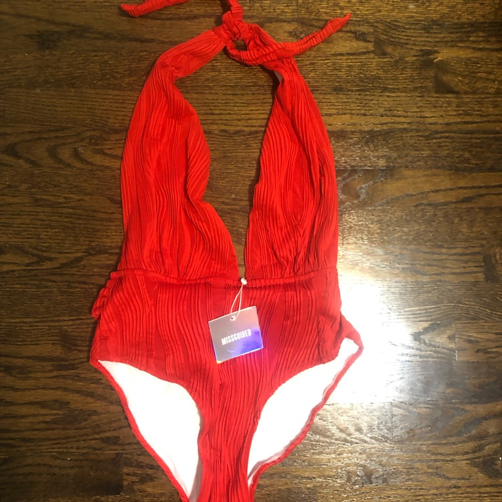 NWT Missguided Red Halterneck Swimsuit